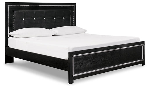 Kaydell King Upholstered Panel Bed with Mirrored Dresser and Nightstand Royal Furniture