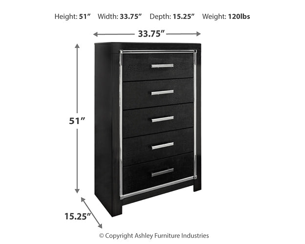 Kaydell King Upholstered Panel Headboard with Mirrored Dresser, Chest and Nightstand Royal Furniture