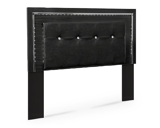 Kaydell Queen/Full Upholstered Panel Headboard with Mirrored Dresser and 2 Nightstands Royal Furniture