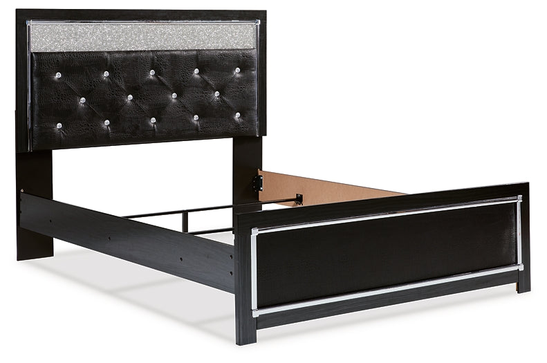 Kaydell Queen Upholstered Panel Bed with Mirrored Dresser, Chest and Nightstand Royal Furniture