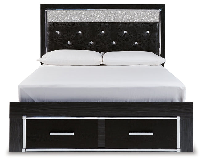 Kaydell Queen Upholstered Panel Storage Bed with Mirrored Dresser, Chest and Nightstand Royal Furniture