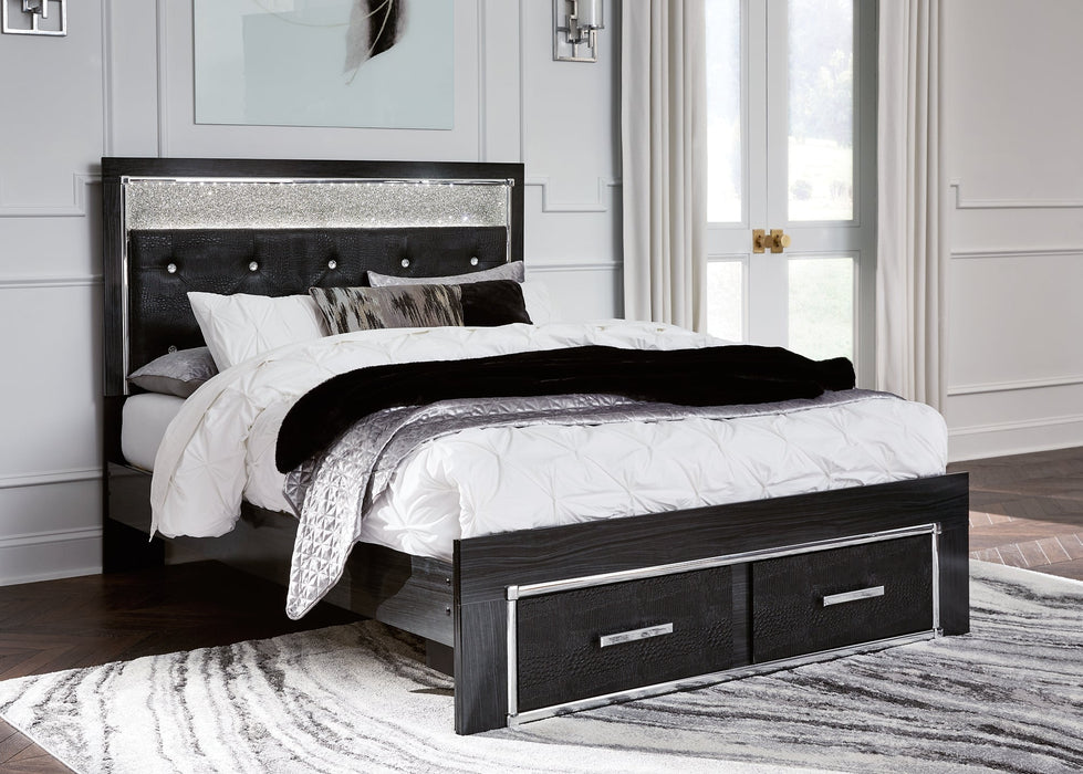 Kaydell Queen Upholstered Panel Storage Bed with Mirrored Dresser, Chest and Nightstand Royal Furniture