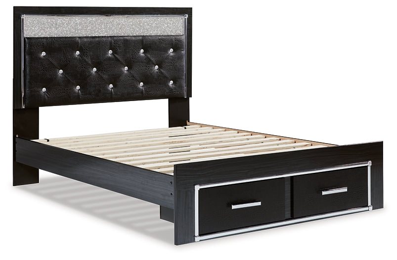 Kaydell Queen Upholstered Panel Storage Platform Bed with Mirrored Dresser, Chest and Nightstand Royal Furniture