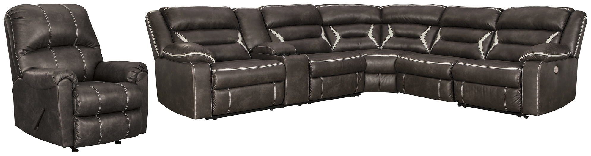 Kincord 4-Piece Sectional with Recliner Royal Furniture