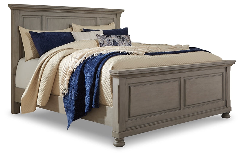 Lettner California King Panel Bed with Mirrored Dresser, Chest and Nightstand Royal Furniture