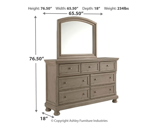 Lettner King Panel Bed with Mirrored Dresser Royal Furniture