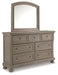 Lettner King Panel Bed with Mirrored Dresser Royal Furniture