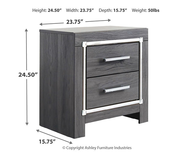 Lodanna Full Panel Bed with 2 Storage Drawers with Mirrored Dresser, Chest and 2 Nightstands Royal Furniture