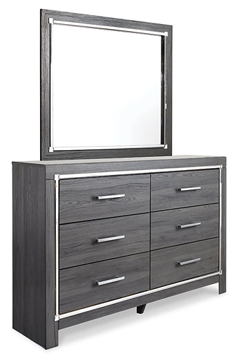 Lodanna Full Panel Bed with 2 Storage Drawers with Mirrored Dresser Royal Furniture