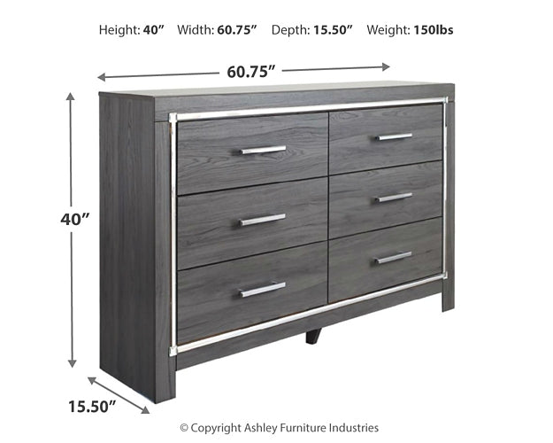 Lodanna Full Panel Bed with 2 Storage Drawers with Mirrored Dresser Royal Furniture