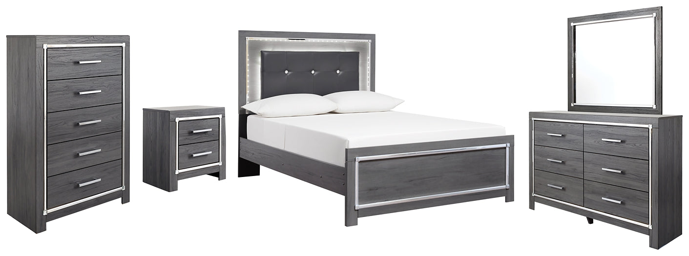 Lodanna Full Panel Bed with Mirrored Dresser, Chest and Nightstand Royal Furniture