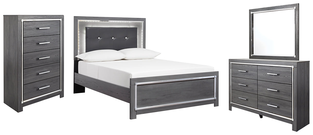 Lodanna Full Panel Bed with Mirrored Dresser and Chest Royal Furniture