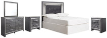 Lodanna Full Upholstered Panel Headboard with Mirrored Dresser and 2 Nightstands Royal Furniture