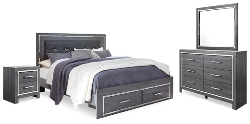 Lodanna Queen Panel Bed with Mirrored Dresser and Nightstand Royal Furniture