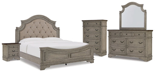 Lodenbay California King Panel Bed with Mirrored Dresser, Chest and Nightstand Royal Furniture