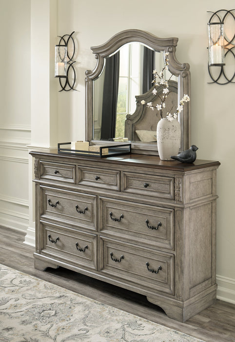 Lodenbay California King Panel Bed with Mirrored Dresser and 2 Nightstands Royal Furniture