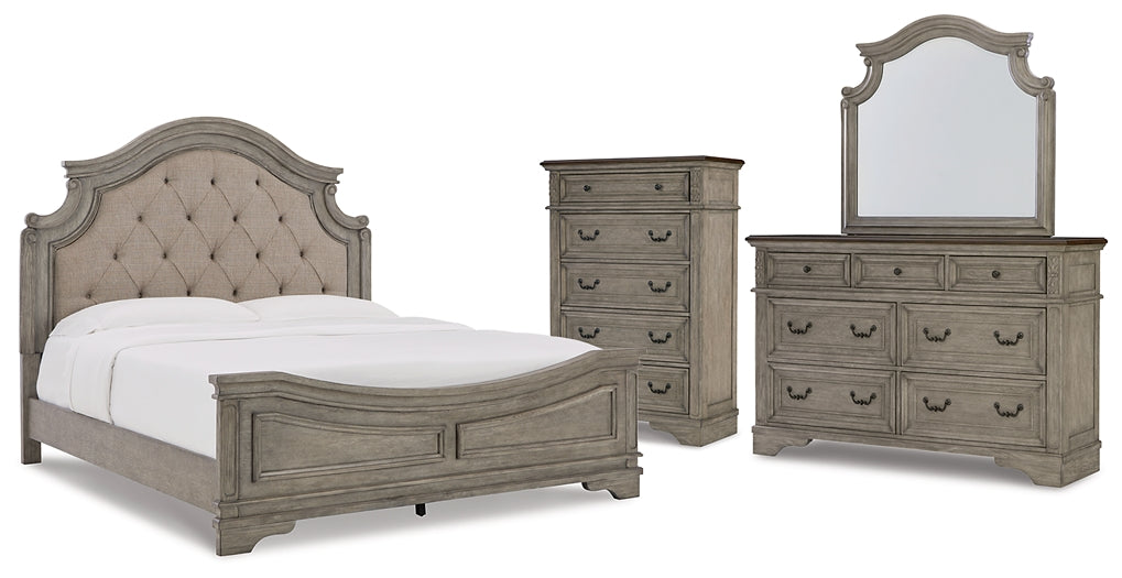 Lodenbay California King Panel Bed with Mirrored Dresser and Chest Royal Furniture