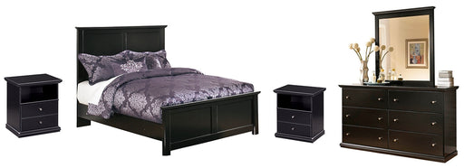 Maribel Full Panel Bed with Mirrored Dresser and 2 Nightstands Royal Furniture