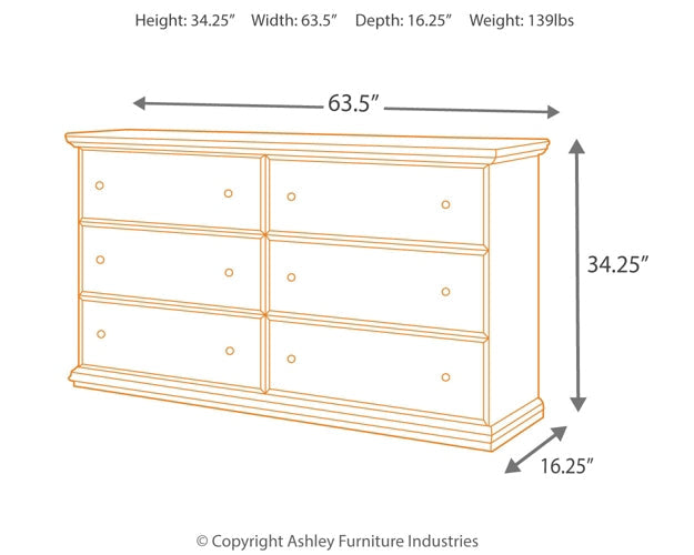 Maribel Full Panel Headboard with Dresser Royal Furniture