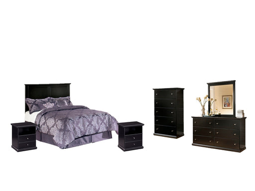 Maribel Full Panel Headboard with Mirrored Dresser, Chest and 2 Nightstands Royal Furniture