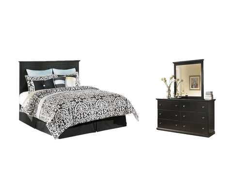 Maribel Queen/Full Panel Headboard with Mirrored Dresser and Chest Royal Furniture