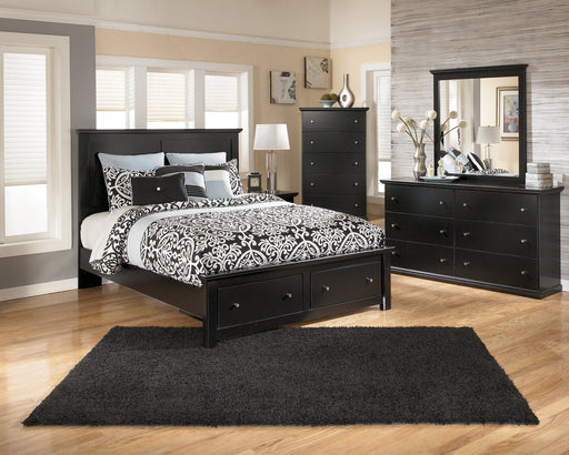 Maribel Queen/Full Panel Headboard with Mirrored Dresser and Chest Royal Furniture