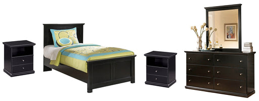 Maribel Twin Panel Bed with Mirrored Dresser and 2 Nightstands Royal Furniture