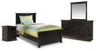 Maribel Twin Panel Bed with Mirrored Dresser and Nightstand Royal Furniture