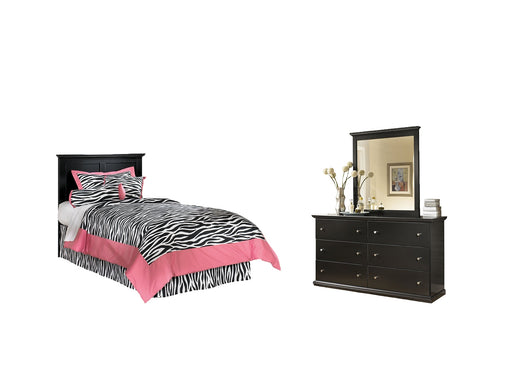 Maribel Twin Panel Headboard with Mirrored Dresser Royal Furniture