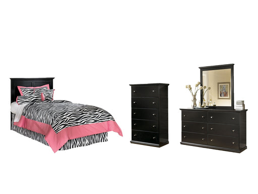 Maribel Twin Panel Headboard with Mirrored Dresser and Chest Royal Furniture