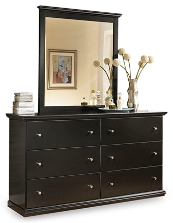 Maribel Twin Panel Headboard with Mirrored Dresser and Chest Royal Furniture