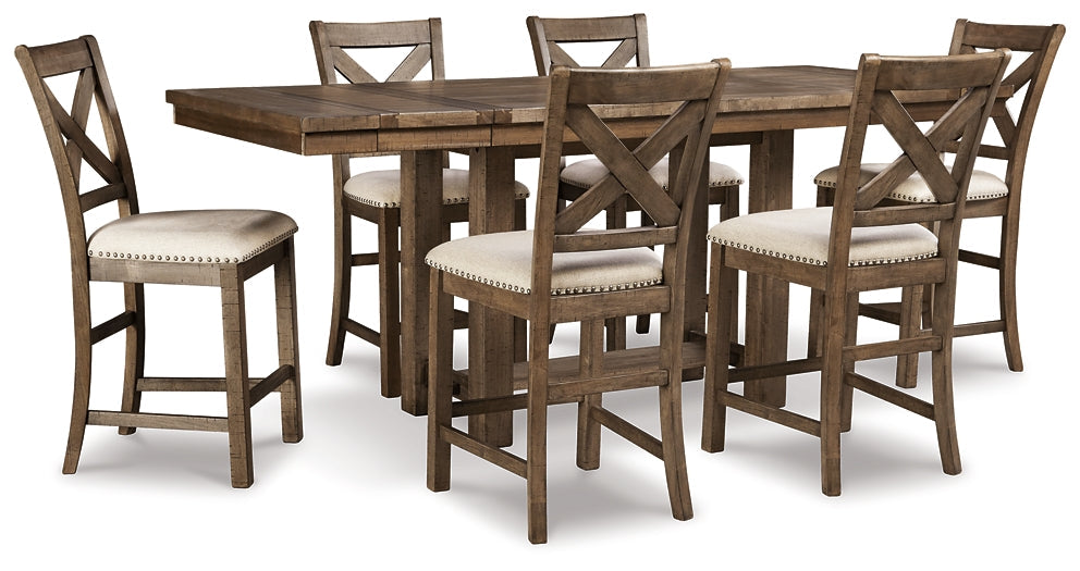 Moriville Counter Height Dining Table and 6 Barstools Royal Furniture