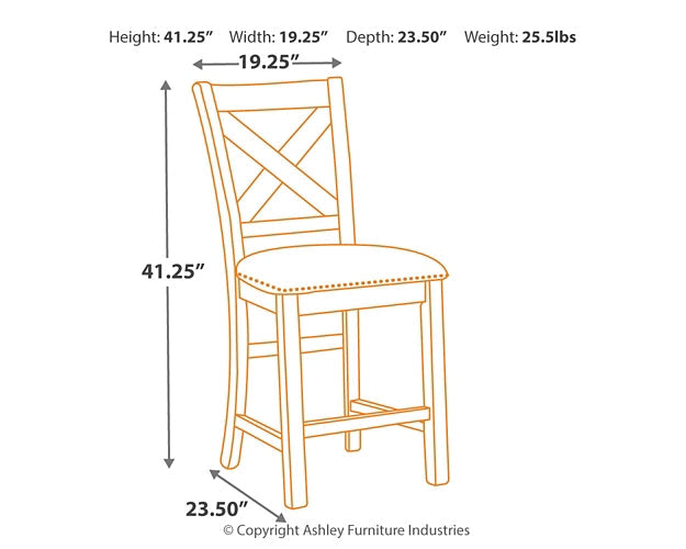 Moriville Counter Height Dining Table and 6 Barstools Royal Furniture