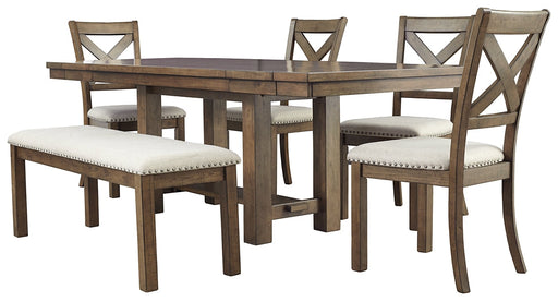 Moriville Dining Table and 4 Chairs and Bench Royal Furniture