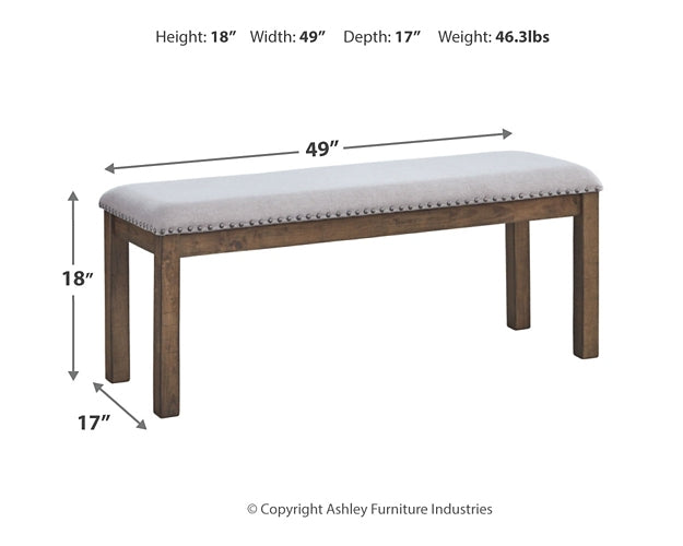 Moriville Dining Table and 4 Chairs and Bench Royal Furniture