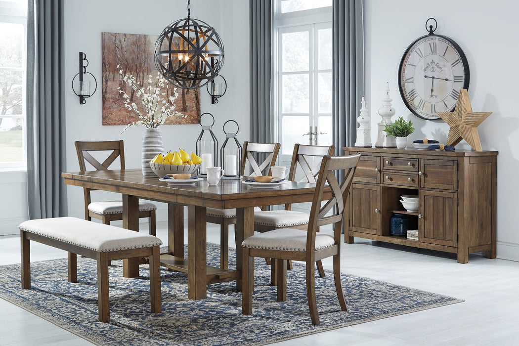 Moriville Dining Table and 4 Chairs and Bench with Storage Royal Furniture