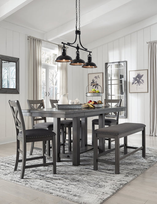 Myshanna Counter Height Dining Table and 4 Barstools and Bench Royal Furniture