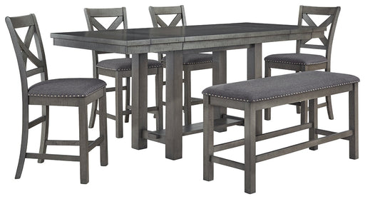 Myshanna Counter Height Dining Table and 4 Barstools and Bench Royal Furniture