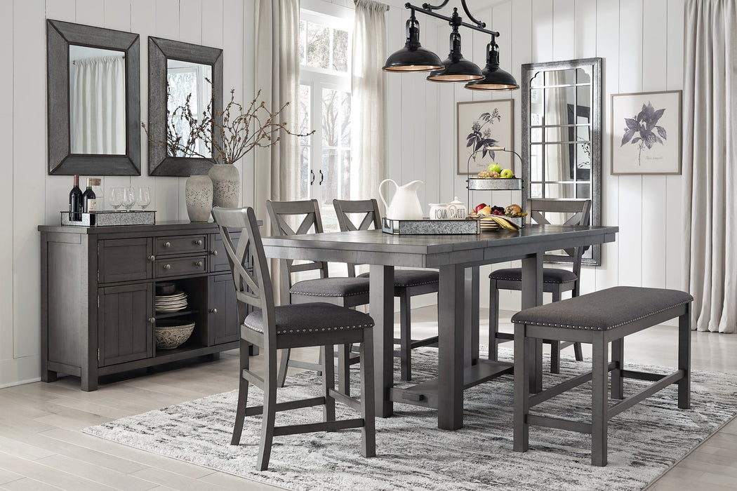 Myshanna Counter Height Dining Table and 4 Barstools and Bench with Storage Royal Furniture