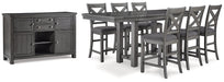 Myshanna Counter Height Dining Table and 6 Barstools with Storage Royal Furniture