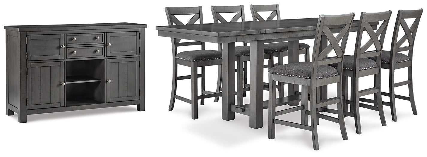 Myshanna Counter Height Dining Table and 6 Barstools with Storage Royal Furniture