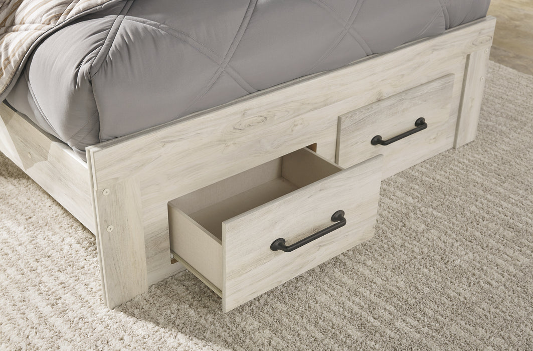 Cambeck Full Panel Bed with 2 Storage Drawers with Mirrored Dresser