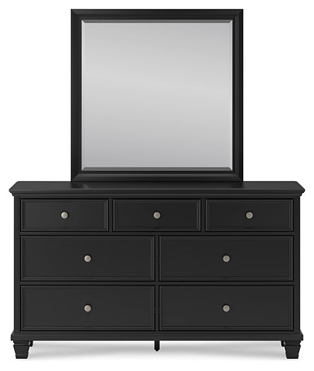 Lanolee Twin Panel Bed with Mirrored Dresser and Chest