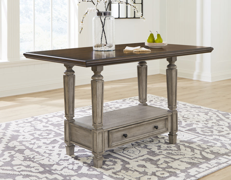 Lodenbay Counter Height Dining Table and 6 Barstools with Storage